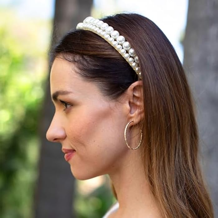 L. Erickson Pearl Headband, 2-Pack - Cream Pearl | Gold - Image 5